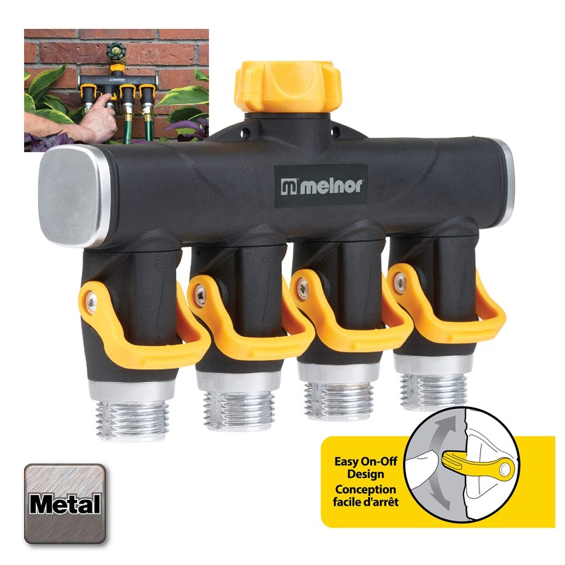 Melnor 65135AMZ 4 Way Lever Flow Through Valve Connector Bundle,