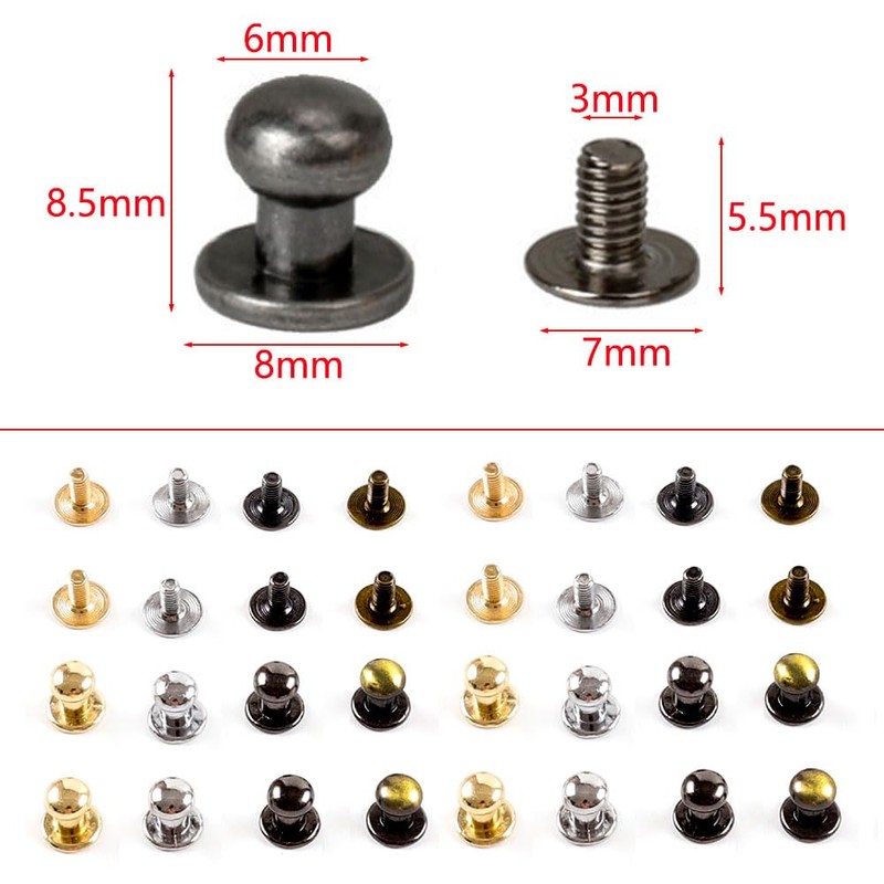 Dtoterul Leather Rivets Pack of 100 Button Rivets Solid Button