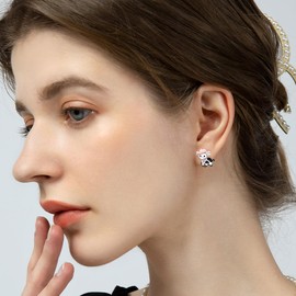 Western Cow Earrings for Women - 925 Sterling Silver Animal Cow Screwback Earring Stud Jewelry Gifts Hypoallergenic