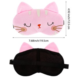 WLLHYF Cute Eye Mask for Sleeping Soft Plush Cartoon Cat Blindfold Comfortable Animal Eye Cover Funny Eye Protection for Sleeping for Women Men Kids Travel Nap Sleeping (Pink)