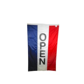 3x5' Single Sided Vertical Display OPEN Flag, All Weather Nylon for Outdoor, Made In USA