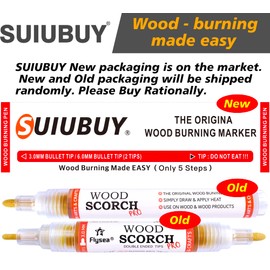 SUIUBUY 4 PCS Scorch Pen Marker Wood Burning Pen, Chemical Heat Sensitive Marker for Wood and Crafts - Versatile Kit with Fine Round Tip, Bullet Tip and Oblique Tip - Easy Application