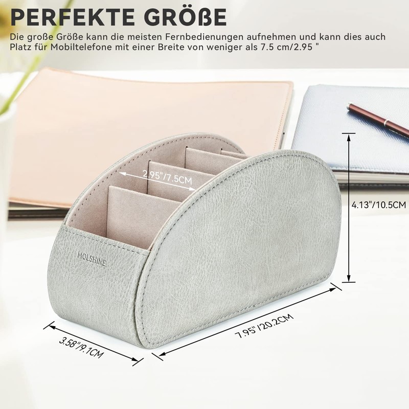 molshine Remote Control Holder with 5 Compartments, PU Leather Remote