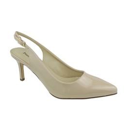 Pierre Dumas Women's Paris-8 Vegan Leather Pointed-Toe Slingback Dress Pump Stiletto Heels,Nude Patent,6.5