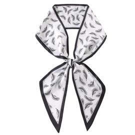 MINIDORA Satin Scarves for Women 59× 5.9 inches Elegant Silk Feeling Scarf for Bag Headwrap Lightweight Neck Tie A-017 Black and White