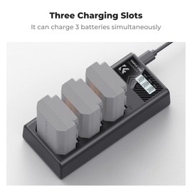 K&F CONCEPT NP-FZ100 Charger, 3-Slot A7iii Battery Charger with LCD Display for Sony A7iii A7iv A7Rv A6700 A6600 A9 A1 FX3 FX30 ZV-E1 Cameras