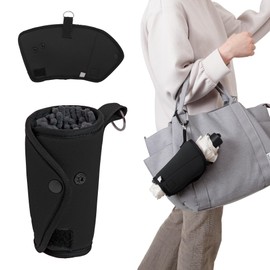 ＨａｔｓｕｍｅｉＬａｂｏｘ ◾️Kassup (Black) with Standard Carabiner | Holster | Water-Absorbing Umbrella Holder with Microfiber Lining | Hands-Free Design for Long and Folding Umbrellas | Umbrella Cover for Cars, Backpacks, Suitcases, Hiking, and Outdoor Activities | Carabiner Attachment | Water-Resistant, Durable, Flexible, Cushioned, and Washable