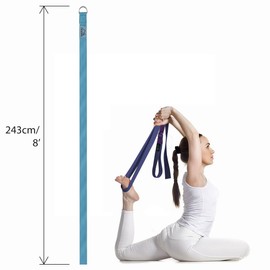 CampTeck U6823 D-Ring Polyester Yoga Strap – Adjustable Stretching Yoga Belt for Holding Positions, Improved Flexibility, resistance for Pilates, Yoga, Fitness and Exercise - 243 x 3.8cm - Blue