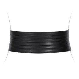 VONMELLI Women Wide Elastic Belts for Dresses Vintage Fashion Stretchy Leather Corset Belts Ladies Cinch Waistband Black Fit Waist Size 26"-29"