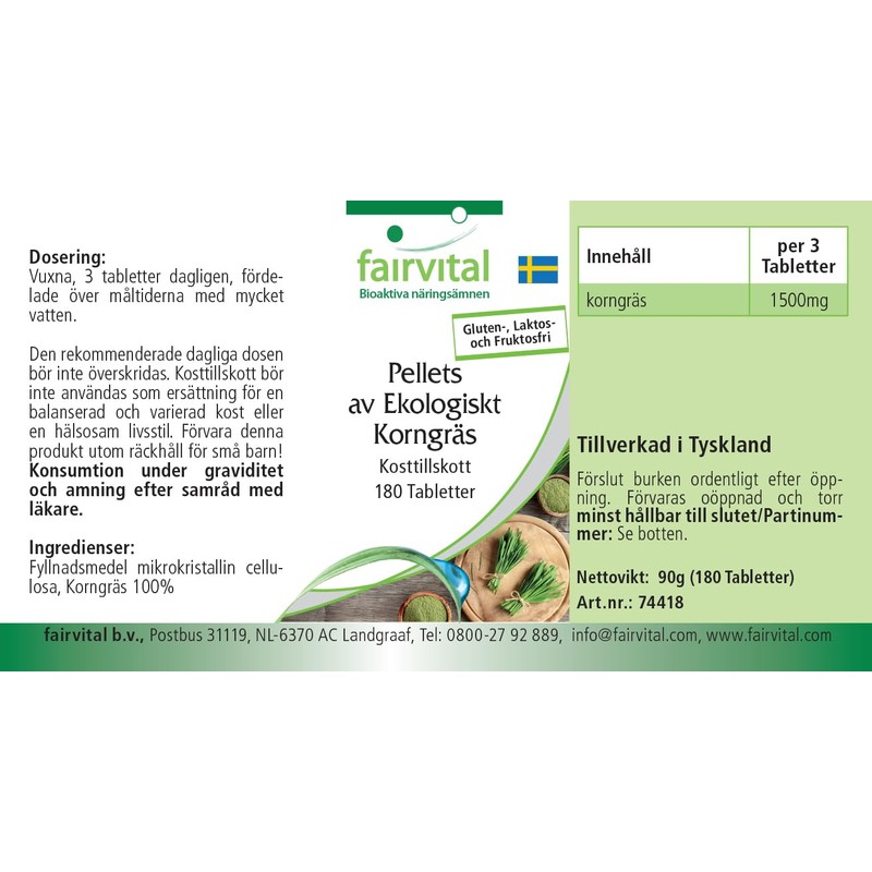 Fairvital | Bio Gerstengras Presslinge - 180 Tabletten - Hoch