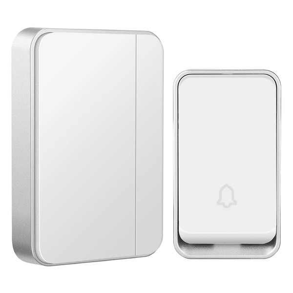 【No Battery Required】 Wireless Doorbell Waterproof, AURTEC Door Chime Kit with 1 Receivers & 1 Press Self-Powered Transmitter, 51 Chimes and 4 Volume Levels, White