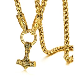 Viking Hammer Gothic jewelry for Men Thor Hammer Pendant with Vintage Cool Chains Necklaces