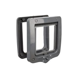 TRIXIE 44212 Waterproof and Quiet Cat Flap 4-Way Freewheel Door, 20 x 22 cm, Grey