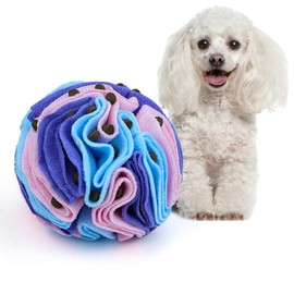 Larimuer Pet Snuffle Ball, Puzzle Sniffing Interactive Dog Ball for Blind Dogs Training Stress Relief Dog Enrichment Toys Treat Machine Washable (Macarons Color, 10cm)