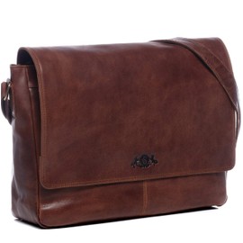 Sid & Vain XL Messenger Bag with 15 Inch Laptop Compartment, Genuine Leather Spencer, Large Business Bag, Laptop Bag, Shoulder Bag, Leather Bag, for Men Spencer, Retro brown