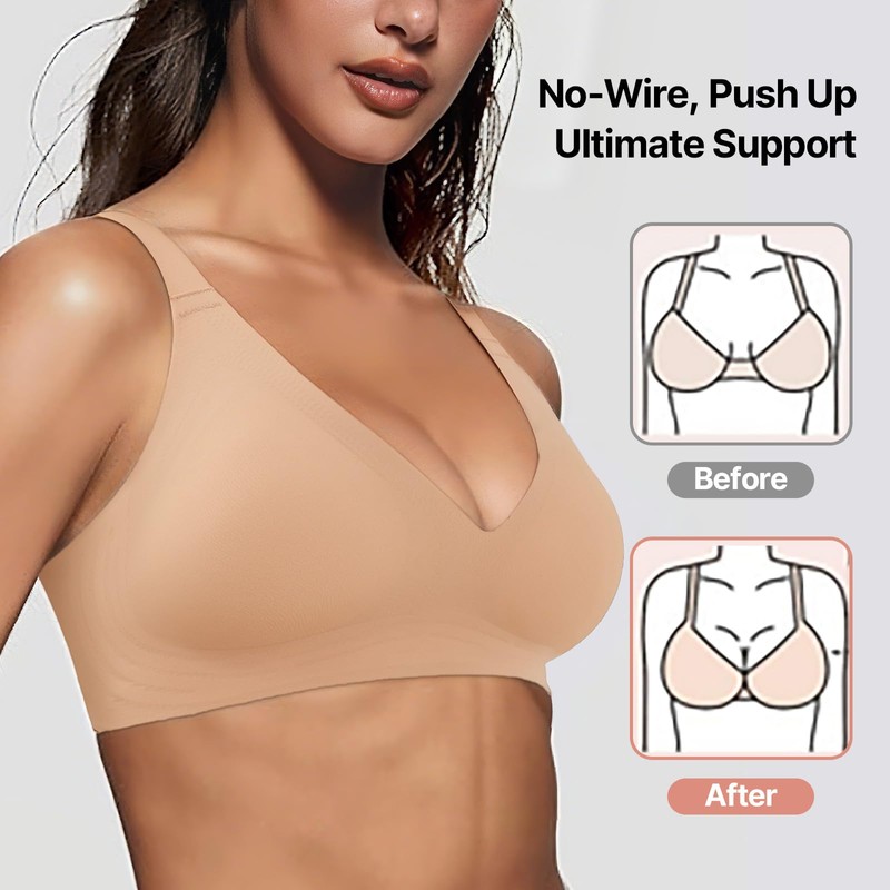 Simness Bra for Women, Seamless Deep V Wireless Smooth Bra