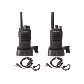 KS K-STORM Rechargeable Walkie Talkies Extra Long Standby Two-Way Radios Included Earpieces, 3000mAh Li-ion Batteries, Chargers and Antennas (1 Pair) Black