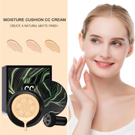 Air Cushion CC Cream Foundation With Powder Puff, Moisture Long-Lasting BB Cream Full Coverage Foundation for All Skin Types,Waterproof Breathable Even Color Smooth Radiant Finish Skin (Natural)