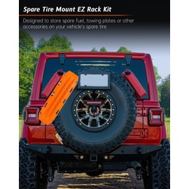 Krysolad 2 Pcs Universal Quick Release Spare Tire Mount, with Ratchet Strap and Vehicle Traction Boads Bracket, Steel, Fit for 30”-40” Diameter Tires