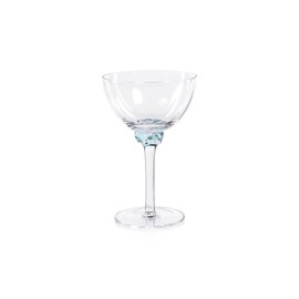 Zodax Colette Optic Glassware | Martini/Cocktail Glass/Coupe | Set of 4 (Azure Blue)