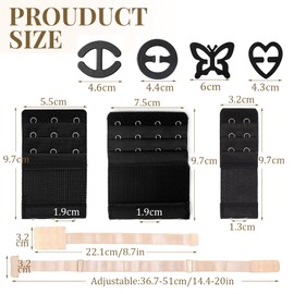 APMGONT Pack of 6 Bra Extenders, 3 Rows (2 Hooks, 3 Hooks, 4 Hooks), Soft Bra Extender, 3 Bra Converter, 12 Piece Bra Clips, Comfortable and Stretchy, Bra Closure, Elastic, Suitable for Women