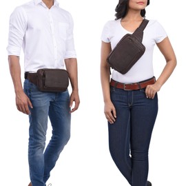 STILORD 'Boston' Belt Bag Leather Vintage Pouch Bag for 8,4 inch Tablets Camera Festival Waist Bag Bum Bag for Men and Women Genuine Leather, Colour:Flat Dark Brown