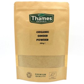 Organic Ginger Powder 250g - No Additives or Preservatives - Raw, Vegan, GMO-Free, Certified Organic - Flavorful, Aromatic Spice for Cooking, Baking, and Tea - Thames Organic