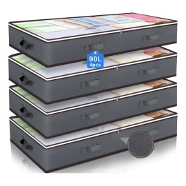 4cajas Organizador Plegable Almacenamiento Bajo La Cama Ropa
