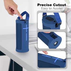 TXEsign Silicone Case Cover for Ultimate Ears Boom 3 Speaker, Travel Carrying Protective Skin Sleeve Speaker Cover with Handle Strap and Shoulder Strap for Ultimate Ears Boom 3 (Blue)