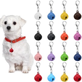 JJUNW 16 Pcs Pet Bells for Dog Cat Collar, Colorful Cat Bells Collar With Lobster Clasp, Loud Animal Pendant Accessories for Pet Diy Crafts Festival Party Decoration