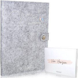 MAHEWA® Premium Maternity Log Cover Made of Felt Fabric | Maternity Log Organiser Maternity Log Bag Protective Cover | Unisex Envelope Case for Maternity Pass Cover for Maternity Log Light Grey BLESSING
