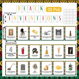 Fullhawl 33 Pcs Black History Famous African American Inventions Poster History Famous People Inventors Education Poster for Office Room Wall Decor