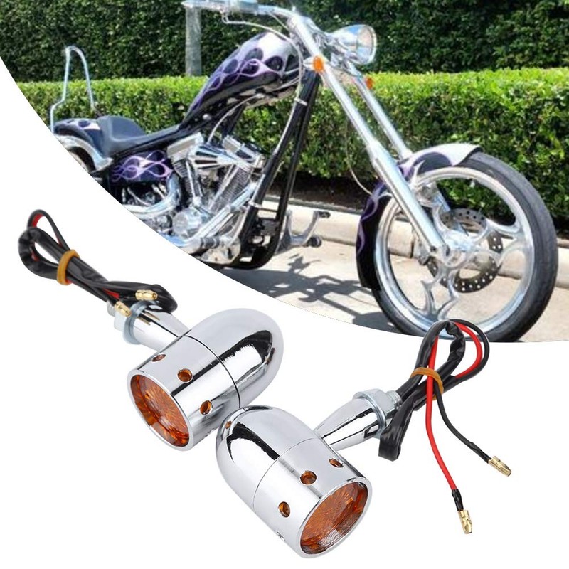 Hlyjoon 2Pcs Moto Turn Signal Light LED Retro Motorcycle Turning