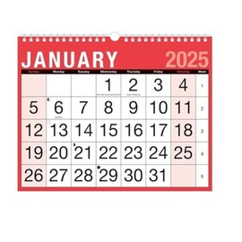 The Home Fusion Company 2025 A4 Easy Month To View Spiral Bound Wall Planner Calendar