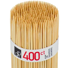 DecorRack 12" Natural Bamboo Skewers Sticks, 400 Wood Skewers for BBQ, Grilling, Kabob, Appetizers, Fruits, Smores, Cocktail, Brunch, Fondue Sticks, Barbeque, DIY Crafting, 12 inch (400 pack)