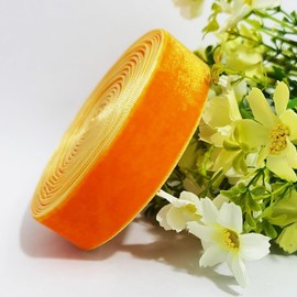 Qingxii Decorr Wedding Christmas Valentin's Day Gift Box DIY Craft Decor Velvet Ribbon (Orange, 1''x6Yards)