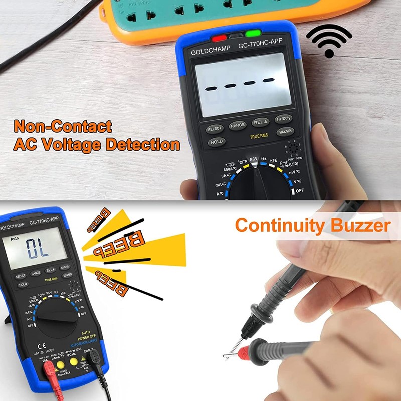 Digital Multimeter Voltmeter TRMS 6000 Counting AC/DC NCV 1000V 20A