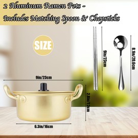 Ramen Pot, 2 Pack Korean Pots Korean Ramen Pot With Lid 2 Spoons And 2 Pairs Of Chopsticks For Kitchen Cookware