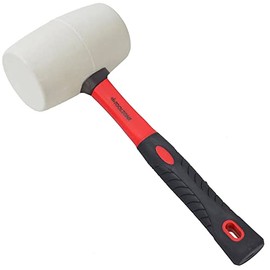 Jazooli Hand Tools, 16oz Rubber Mallet Hammer - White, Lightweight Fibreglass Shaft, Non-Marking, Large Surface Area Brick Hammer and Lump Hammer, Ideal for Professional & DIY Work