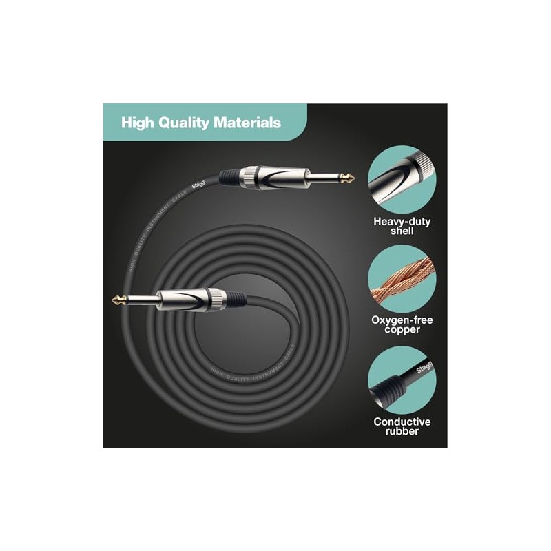 Stagg 10 ft. Serie S, phone-plug/phone-plug, Deluxe Cable para instrumentos