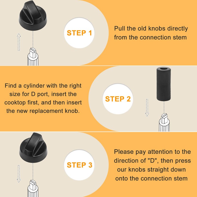 AMI PARTS Universal Oven Knobs - 4 Black Stove Control