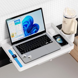 Bedside Shelf for Top Bunk Bed, Bedroom Dorm Room Essential for College Student, White Bunk Bed Table with Reliable 40LBS Capacity, Bed Shelf Nightstand with Large Removable Cup Holder