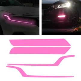 TOMALL 2 Pair Headlight Fog Light Vinyl Films Smoke Tint Compatible with Honda 10th Gen Accord 2018-2023 Light Transmission Tint Wrap Exterior Self-Adhesive Sticker Decorations Trim (Pink)