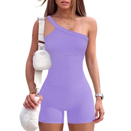 HOPYOP Women's Yoga Rompers Ribeed Workout Square Neck Tank Tops Sleeveless Exercise Rompe