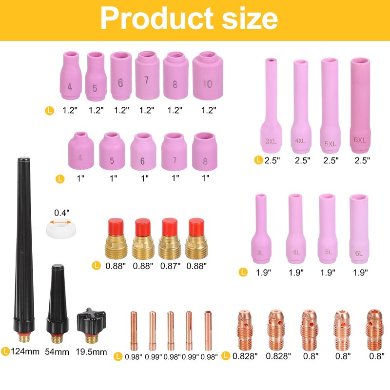 sourcing map 42pcs Tig Torch Kit for WP-9, WP-20, WP-25