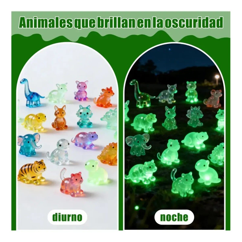 100 Mini Animales Figuras De Resina Brillan En La Oscuridad