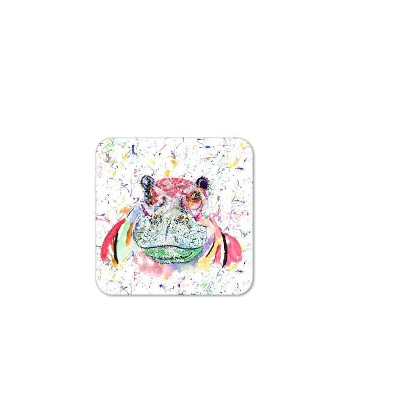 Coaster Hippo Wild Wildlife Animals Coasters Watercolour Art Gift Work