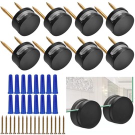 Black Upgraded 3-5mm Frameless Mirror Mounting Hardware 8 Pack Dual-Screw Fixing Mirror Mounting Kit with Heavy Duty Long Screws and Anchors (8 Pack)