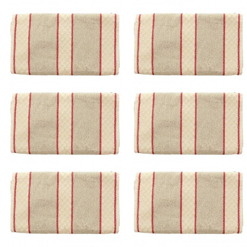 100% Cotton Traditional Terry Roller Towel - Red Stripe