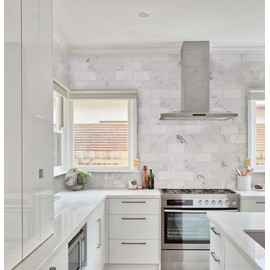 Tenedos Carrara (Carrera) Bianco Honed 6x12 Subway Marble Tile – Elegant Natural Stone for Bathroom Walls, Kitchen Backsplash, Fireplace Surround (2 Pieces)